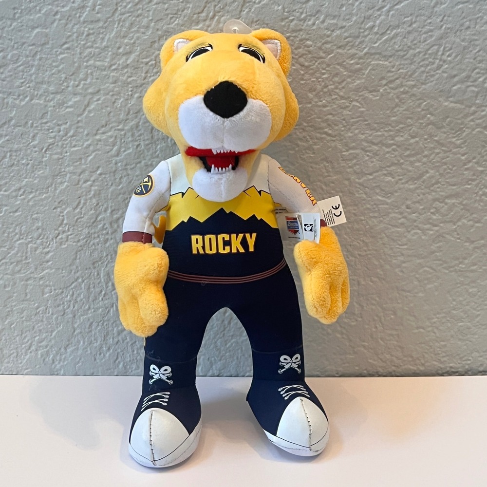 Denver Nuggets Rocky Mascot Plush Bleacher Creatures 10in NBA Figure Yellow Navy